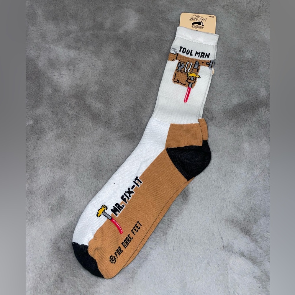 🧦NWT Tool Man Socks - White and Brown